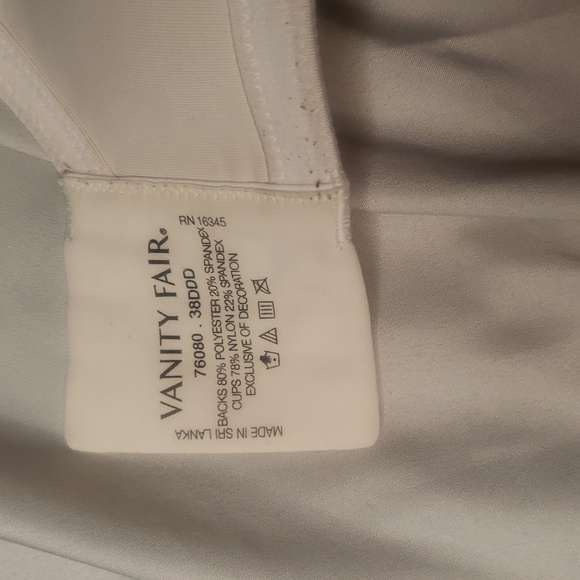 Vanity Fair white underwire bra sz 38DDD - Picture 2 of 4